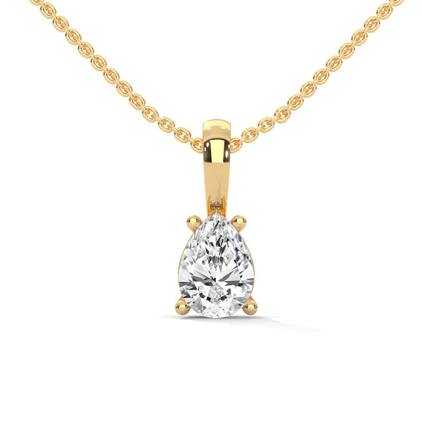 Ethereal Sparkle Pear Lab Grown Diamond Gold Pendant Chain
