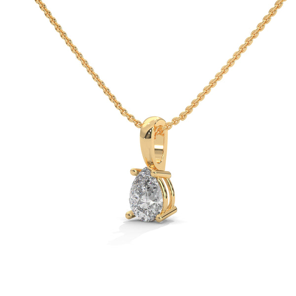 Ethereal Sparkle Pear Lab Grown Diamond Gold Pendant Chain