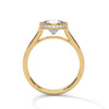 Round Cut Lab Grown Diamond Bezel Halo Gold Ring