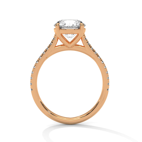 Classic Pave Engagement Ring with Round Cut Lab Grown Diamond