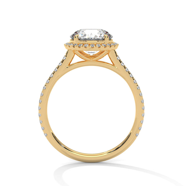 Round Lab Grown Diamond Gold Ring Pave Perfection in a Timeless Halo Design