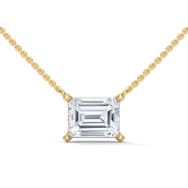 Princess Cut Lab Grown Diamond Gold Pendant Chain