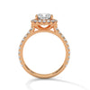 Cushion Cut Pave Set Lab Grown Diamond Gold Ring