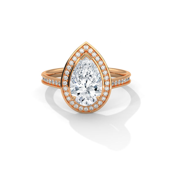 Pear Shaped Three-Stone Lab Grown Diamond Gold Ring