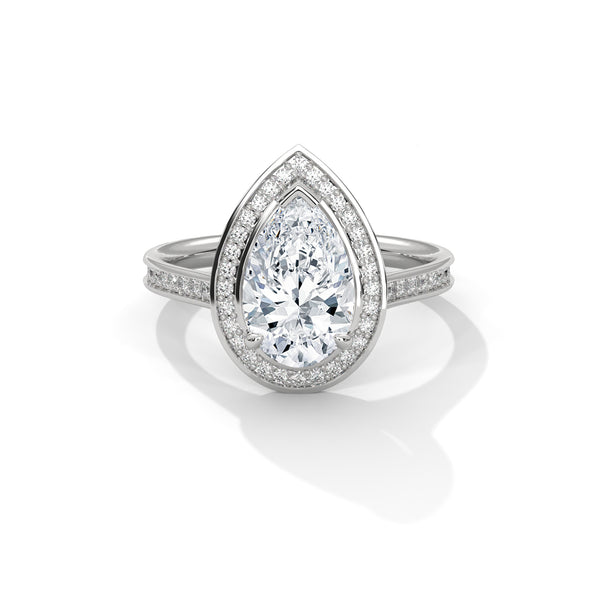 Pear Shaped Three-Stone Lab Grown Diamond Gold Ring