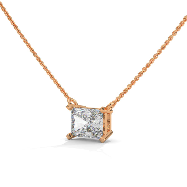 Princess Cut Lab Grown Diamond Gold Pendant Chain