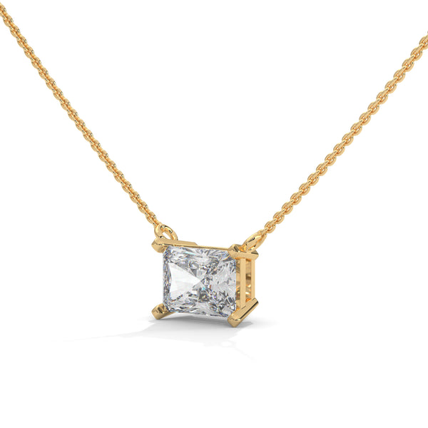 Princess Cut Lab Grown Diamond Gold Pendant Chain
