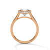 Round Cut Lab Grown Diamond Bezel Halo Gold Ring