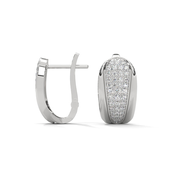 Bold yet graceful, these yellow gold huggie earrings feature a stunning tapered pavé diamond pattern for a refined sparkle.