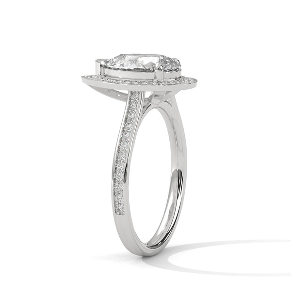 Pear Shaped Three-Stone Lab Grown Diamond Gold Ring