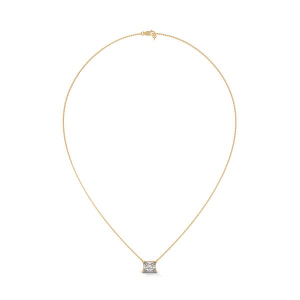 Princess Cut Lab Grown Diamond Gold Pendant Chain