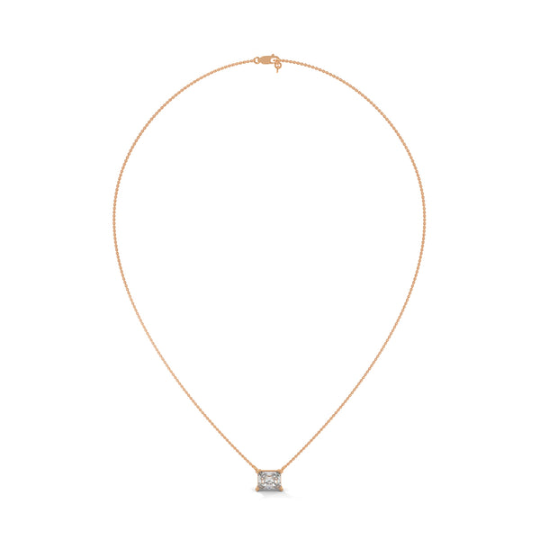 Princess Cut Lab Grown Diamond Gold Pendant Chain