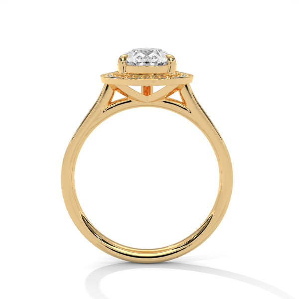 Pear Shaped Three-Stone Lab Grown Diamond Gold Ring