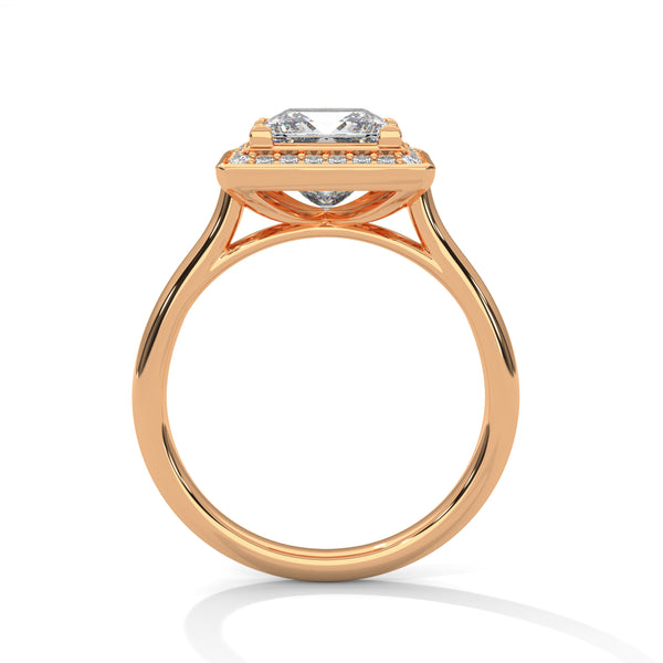 Princess Cut Halo Lab Grown Diamond Gold Ring