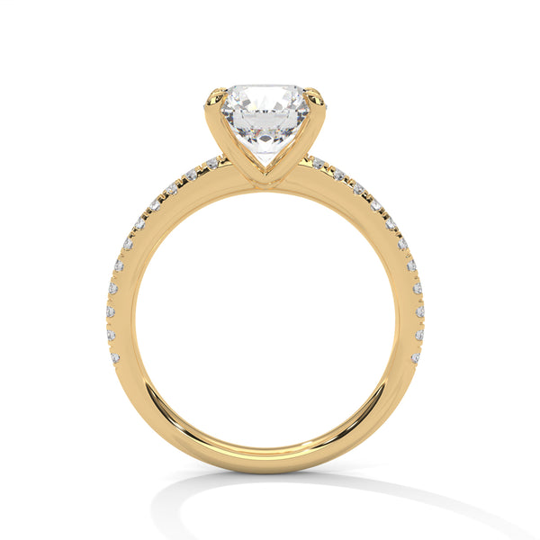 “Celeste Ring—round-cut diamond brilliance, delicate pavé sparkle, and classic white-gold elegance crafted to symbolize timeless beauty, modern romance, and unforgettable moments.”