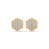 Inspired by nature’s geometry, these hexagon-shaped yellow gold studs shimmer with a full pavé of brilliant-cut diamonds.