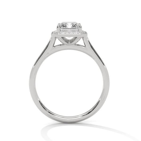 Emerald Cut Lab Grown Diamond Halo Gold Ring