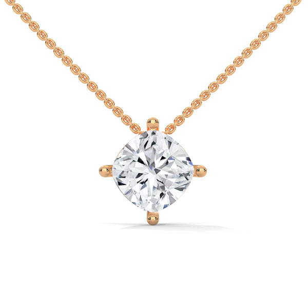 Cushion Cut Lab Grown Diamond Gold Pendant Chain