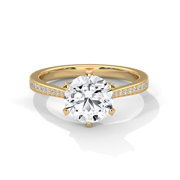 Classic Six-Prong Lab Grown Diamond Gold Ring