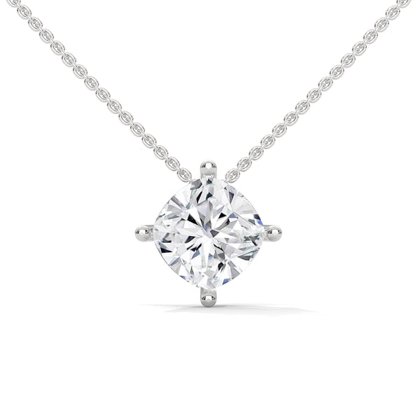 Cushion Cut Lab Grown Diamond Gold Pendant Chain