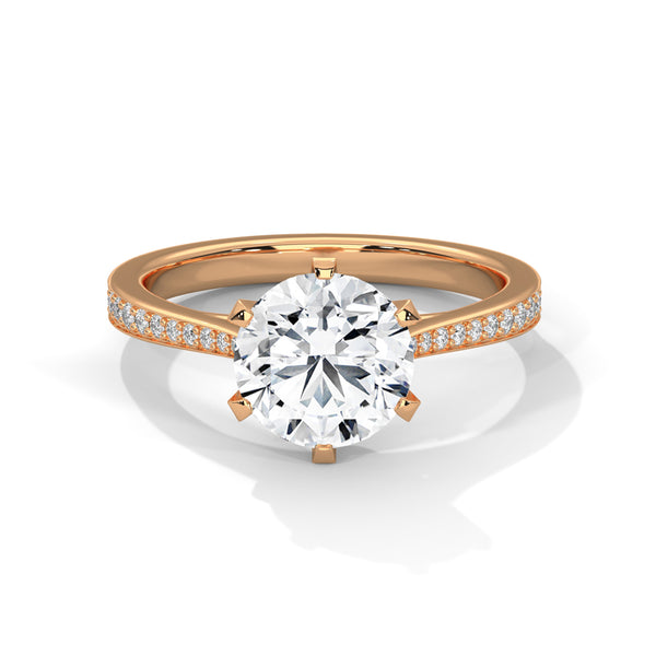 Classic Six-Prong Lab Grown Diamond Gold Ring
