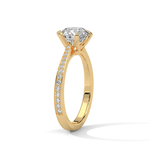 Classic Six-Prong Lab Grown Diamond Gold Ring