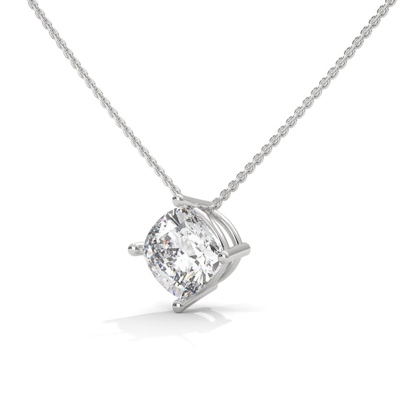 Cushion Cut Lab Grown Diamond Gold Pendant Chain