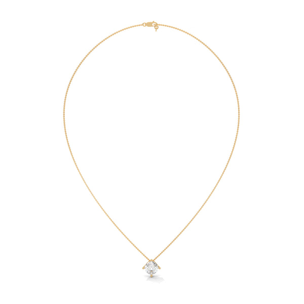 Cushion Cut Lab Grown Diamond Gold Pendant Chain