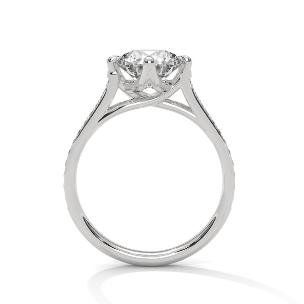 Round Cut Lab Grown Diamond Pave Gold Ring