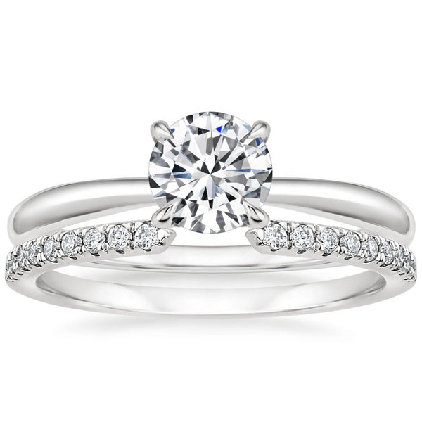 “Elegant diamond engagement ring with shimmering pavé band, crafted in timeless white gold to symbolize love, luxury, brilliance, and lifelong commitment.”