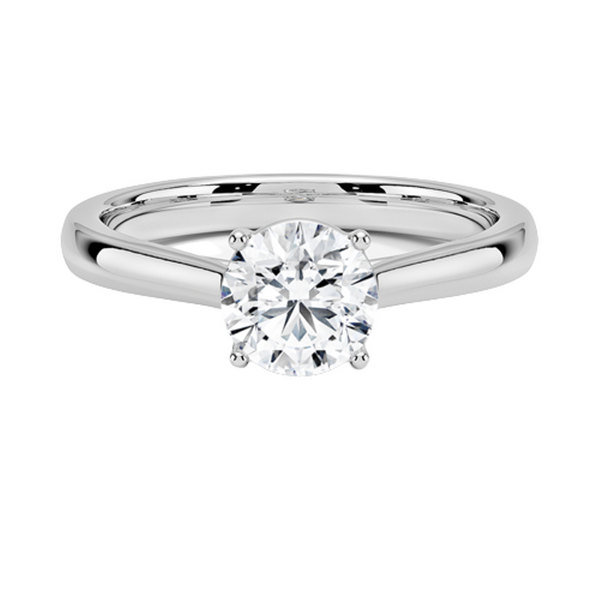 Astrielle Grace radiates refined simplicity with its elegant cathedral setting and softly tapered band, offering a timeless frame for its center diamond.