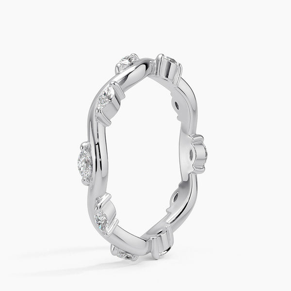 "Elevate your elegance with this marquise diamond twist band, blending luxury, brilliance, and timeless craftsmanship for unforgettable everyday and bridal style."