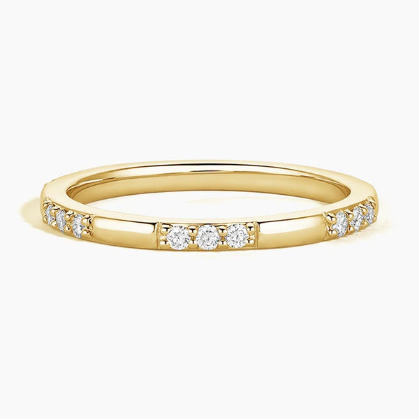 “Elegant yellow gold diamond band offering timeless sparkle, minimalist luxury, and everyday sophistication—perfect for stacking, weddings, and effortless modern style.”