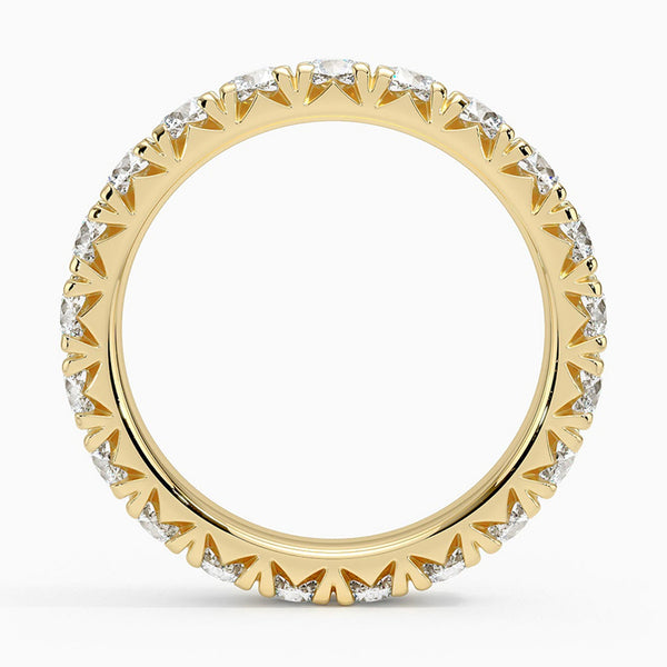 “Round diamond eternity band crafted in luxurious yellow gold, delivering timeless brilliance, bold sparkle, and unmatched elegance for every unforgettable moment.”
