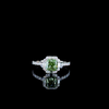 This ring features a radiant-cut green center diamond (2.2 ct. tw.) 14kt White Gold