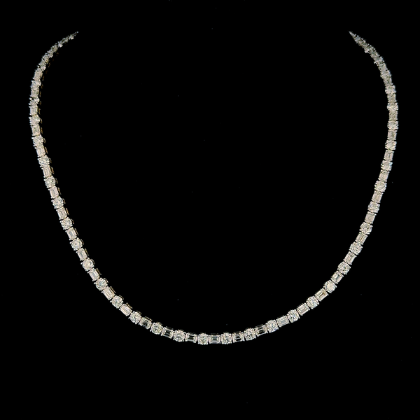 Elegant Mixed-Cut Diamond Riviera Necklace in 14K Yellow Gold (16.65 ct. tw.)