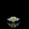 Heart Shape Yellow Three-Stone Halo Engagement Ring (1.87 ct. tw.) 14kt White Gold