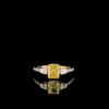 Round brilliant-cut yellow diamond three-stone ring with tapered baguette side stones (1.522 ct. tw.) 14kt Rose gold