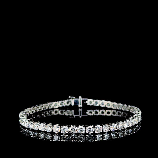 Extra Large Round Brilliant Cut Diamond Inline Tennis Bracelet in 14K White Gold with Box Clasp (9.53 ct. tw.)