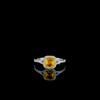 Emerald-cut yellow diamond halo ring with split shank pavé band (1.3 ct. tw.) 14kt White Gold