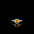 Emerald-cut yellow diamond halo ring with split shank pavé band (1.3 ct. tw.) 14kt White Gold