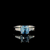 Emerald-Cut Blue Diamond Three-Stone Engagement Ring with Tapered Side Diamonds (1.81 ct. tw.) 14kt White Gold
