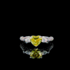 Heart-Shaped Fancy Yellow Diamond Three-Stone Engagement Ring with Pear-Cut Side Diamonds and Pavé Band in White Gold (2.37 ct. tw.) 14kt White Gold