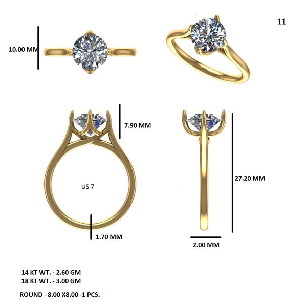 Four-Prong Classic Lab Grown Diamond Gold Ring