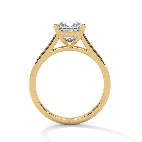“Luna Ring—princess-cut diamond brilliance, minimalist four-prong elegance, and timeless solitaire beauty crafted to symbolize pure love, modern simplicity, and lasting sophistication.”