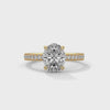 Modern Oval Cut Pave Lab Grown Diamond Gold Ring
