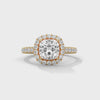 Cushion Cut Pave Set Lab Grown Diamond Gold Ring
