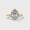 Pear Halo Lab Grown Diamond Gold Ring with Micro Pave Accent Stone