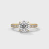 Four-Prong Cathedral Set Round Pave Lab Grown Diamond Gold Ring