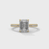Emerald Cut Lab Grown Diamond Gold Ring Sleek Pave Band Engagement Ring